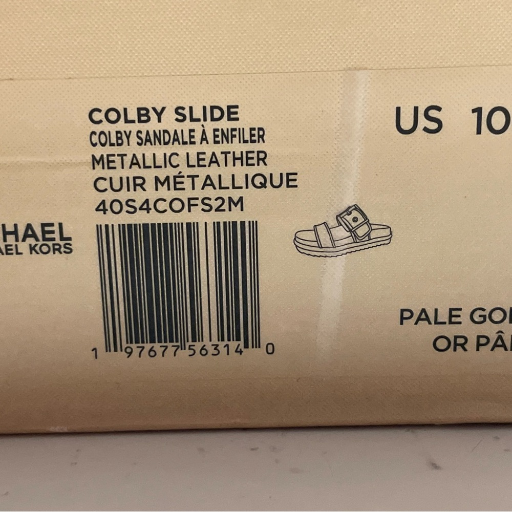 Michael Kors Pale Gold Colby Slides - Picture 2 of 4
